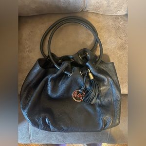 Michael Kors black Pebbled Leather medium ring tote